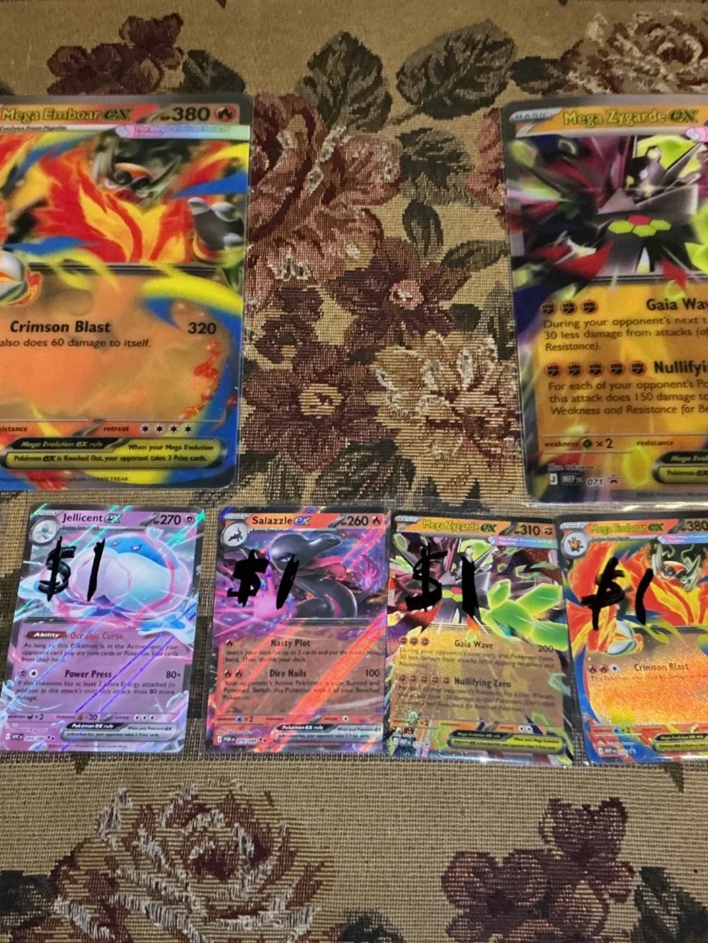 8 Pokemon Cards Jumbo and Regular size cards All ex Cards